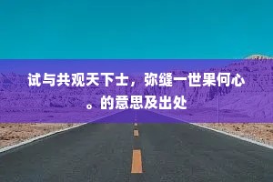试与共观天下士，弥缝一世果何心。的意思及出处