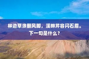 林边草浪翻风脚，溪畔芹容闪石眉。下一句是什么？