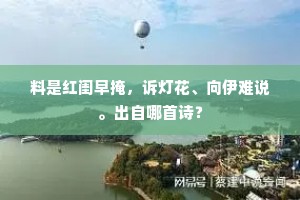 料是红闺早掩，诉灯花、向伊难说。出自哪首诗？