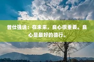 曾仕强说：在未来，良心很重要。良心是最好的德行。