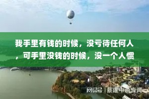 我手里有钱的时候，没亏待任何人，可手里没钱的时候，没一个人惯着我。