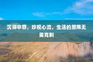 沉溺非罪，珍视心流，生活的恩赐无需克制