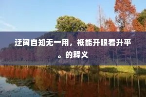 迂阔自知无一用，祗能开眼看升平。的释义