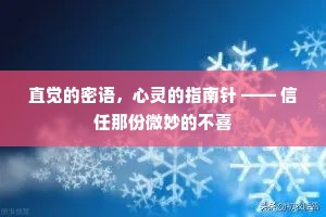 直觉的密语，心灵的指南针 —— 信任那份微妙的不喜
