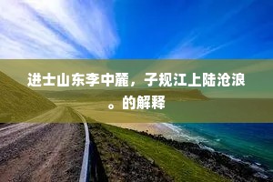 进士山东李中麓，子规江上陆沧浪。的解释