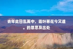 去年此日乱离中，霜叶寒花今又逢。的意思及出处