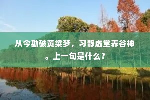 从今勘破黄粱梦，习静虚堂养谷神。上一句是什么？