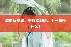 碧血认孤坟，千秋结遐想。上一句是什么？