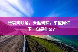 怅哀鸿唳角，天涯残梦，旷望何许。下一句是什么？