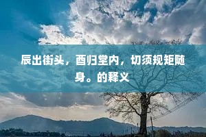 辰出街头，酉归堂内，切须规矩随身。的释义