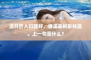 凉月照人归路好，傍溪嘉树影扶疏。上一句是什么？