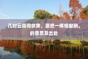 几时云阴得敛霁，愿把一樽相献酬。的意思及出处