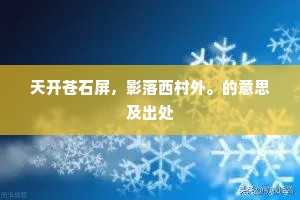 天开苍石屏，影落西村外。的意思及出处