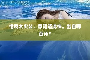 惜哉太史公，意短遗此快。出自哪首诗？