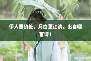 伊人垂钓处，月白更江清。出自哪首诗？