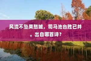 风流不坠莫愁城，司马池台胜已并。出自哪首诗？