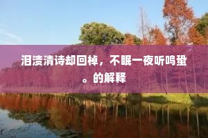 泪渍清诗却回棹，不眠一夜听鸣蛩。的解释