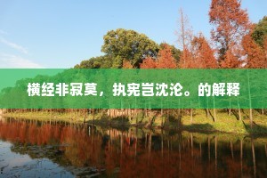 横经非寂莫，执宪岂沈沦。的解释