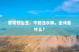 昔如昆山玉，今如浊水珠。全诗是什么？
