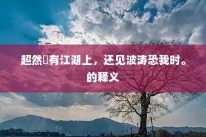 超然祇有江湖上，还见波涛恐我时。的释义
