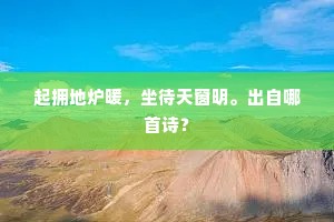 起拥地炉暖，坐待天窗明。出自哪首诗？