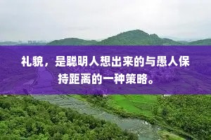 礼貌，是聪明人想出来的与愚人保持距离的一种策略。