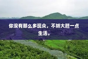 你没有那么多现众，不妨大胆一点生活。
