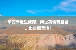 须知天地生成德，间世真儒辅圣君。出自哪首诗？