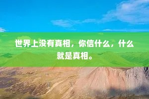 世界上没有真相，你信什么，什么就是真相。