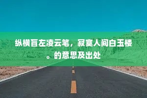 纵横盲左凌云笔，寂寞人间白玉楼。的意思及出处