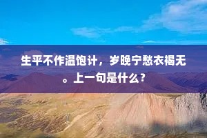 生平不作温饱计，岁晚宁愁衣褐无。上一句是什么？