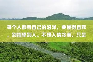 每个人都有自己的沼泽，要懂得自救，别指望别人。不怪人情冷漠，只是每个人都自顾不暇，没有余力。
