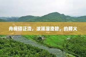 舟楫碍泛流，波澜溷澄碧。的释义
