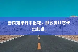 善良如果开不出花，那么就让它长出刺吧。
