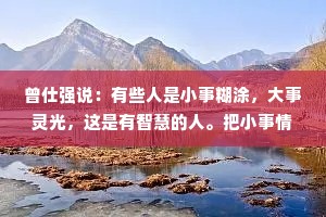 曾仕强说：有些人是小事糊涂，大事灵光，这是有智慧的人。把小事情拿来当大事情看，那是没智慧。