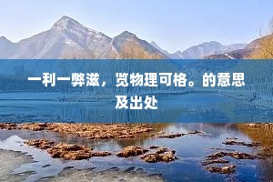 一利一弊滋，览物理可格。的意思及出处