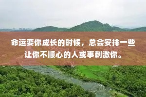 命运要你成长的时候，总会安排一些让你不顺心的人或事刺激你。