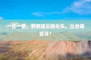 一丘一壑。野鹤孤云随处乐。出自哪首诗？