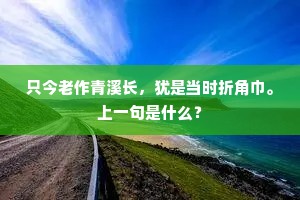 只今老作青溪长，犹是当时折角巾。上一句是什么？