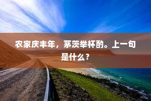 农家庆丰年，茅茨举杯酌。上一句是什么？