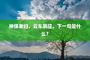 神保聿归，云车夙征。下一句是什么？