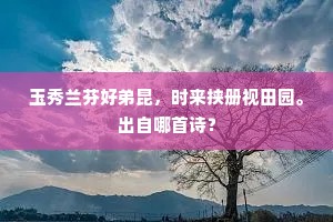 玉秀兰芬好弟昆，时来挟册视田园。出自哪首诗？