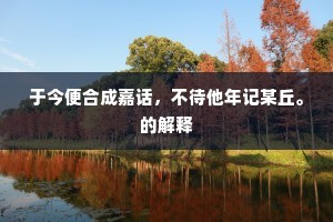 于今便合成嘉话，不待他年记某丘。的解释