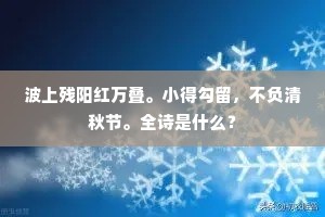 波上残阳红万叠。小得勾留，不负清秋节。全诗是什么？