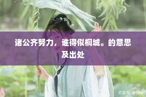 诸公齐努力，谁得似桐城。的意思及出处