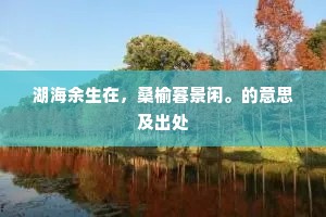 湖海余生在，桑榆暮景闲。的意思及出处