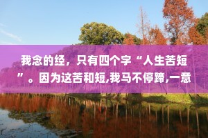 我念的经，只有四个字“人生苦短”。因为这苦和短,我马不停蹄,一意孤行。