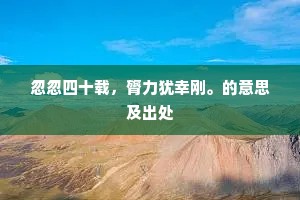 忽忽四十载，膂力犹幸刚。的意思及出处