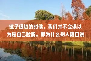 镜子很脏的时候，我们并不会误以为是自己脸脏。那为什么别人随口说出糟糕的话时，我们要觉得糟糕的是我们自己呢?