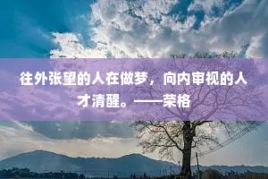 往外张望的人在做梦，向内审视的人才清醒。——荣格